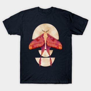 Fiery Luna Moth on Half Moons Watercolor Art T-Shirt